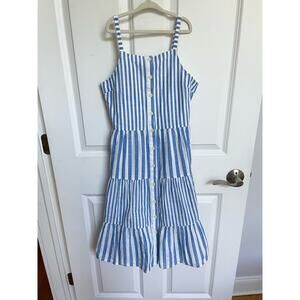 NWT J.Crew Crewcuts Girls' Tiered Button-front Dress Blue and White Size 12